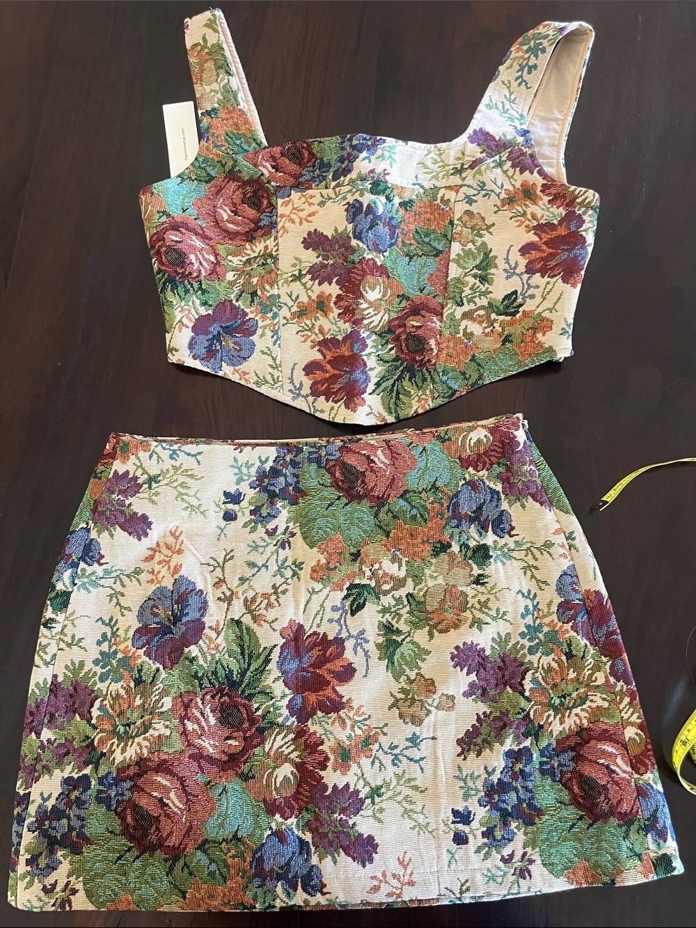 🌸 COMMENSE Floral Tapestry Corset & Mini Skirt Set | Size Small - Picture 5 of 12